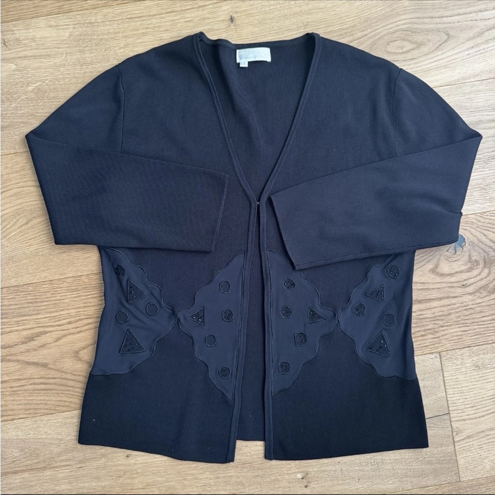 Cardigan L/XL BC Black Cat  Artwear Boho Minimalist Black Midnight Blue EUC